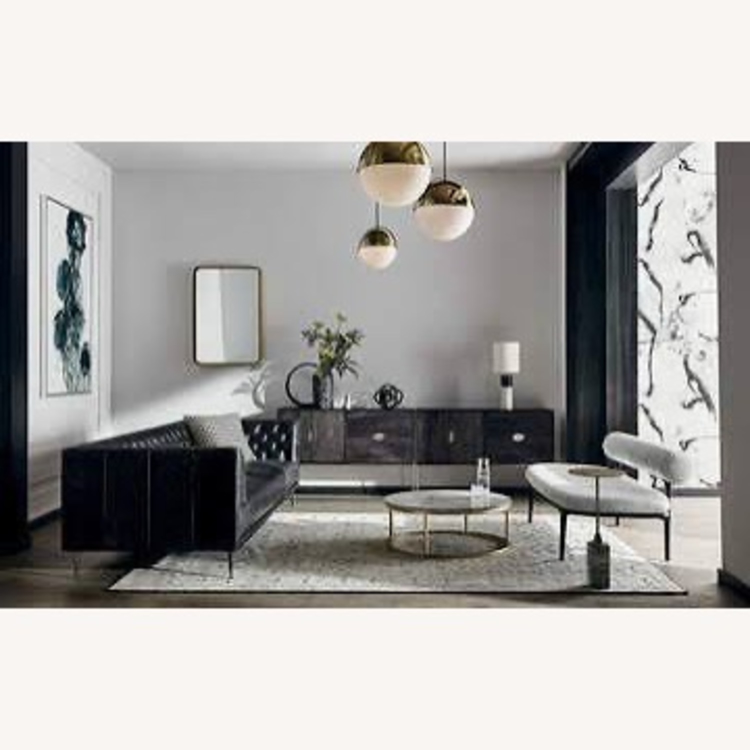 CB2 Black Leather 3+ Seater Sofa - image-4