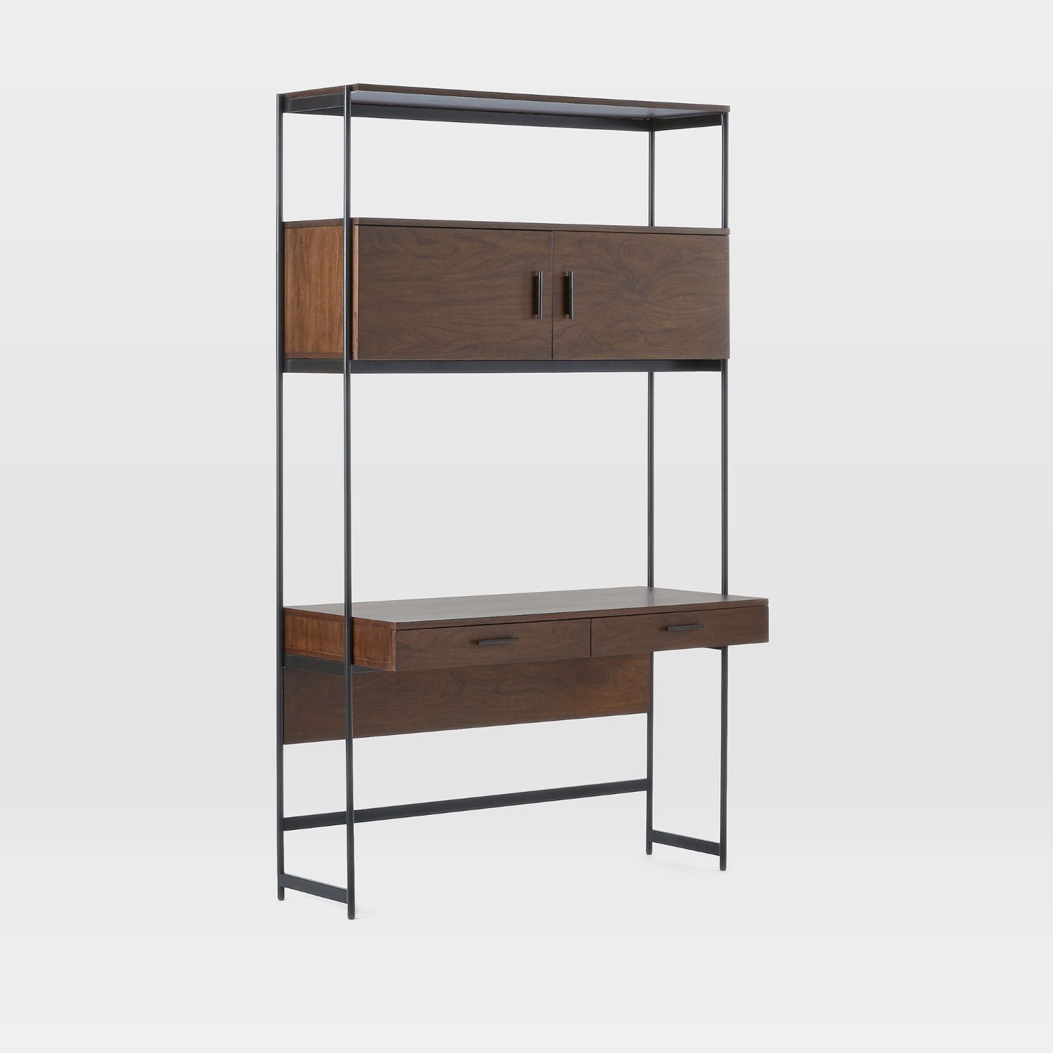 West Elm Dark Brown Wood Wall Unit - image-4