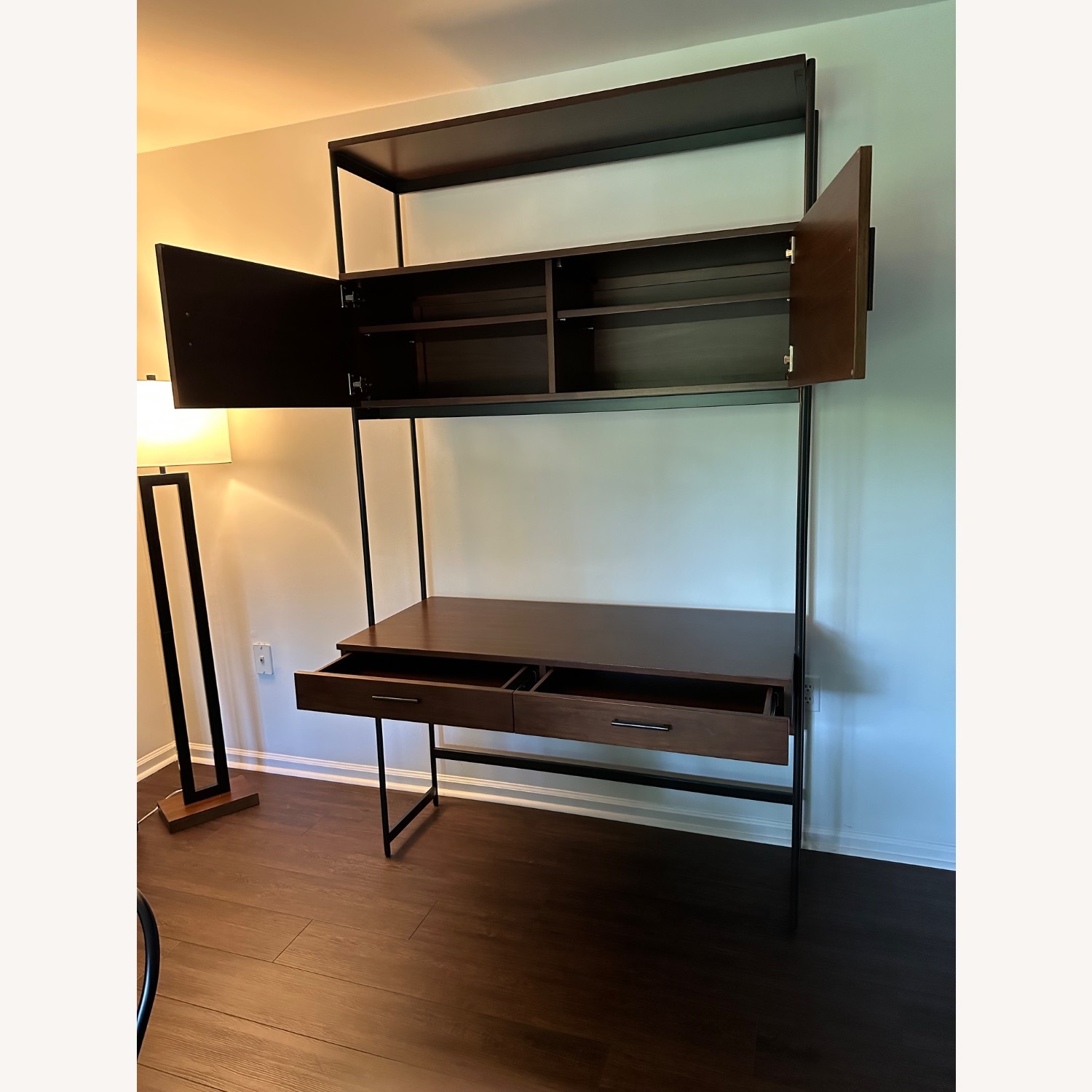 West Elm Dark Brown Wood Wall Unit - image-3