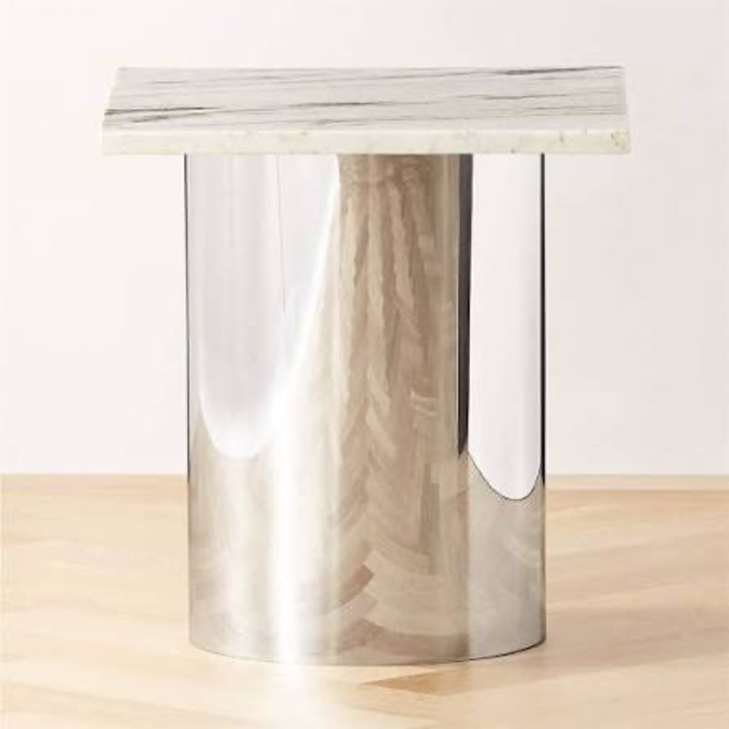 CB2 Luca White Marble Side Table - image-1