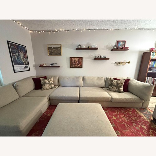 Used City Furniture Natural Fabric Sectional + Ottoman for sale on AptDeco