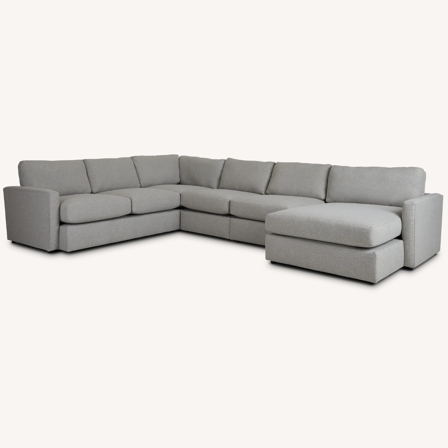 City Furniture Natural Fabric Sectional + Ottoman - image-7