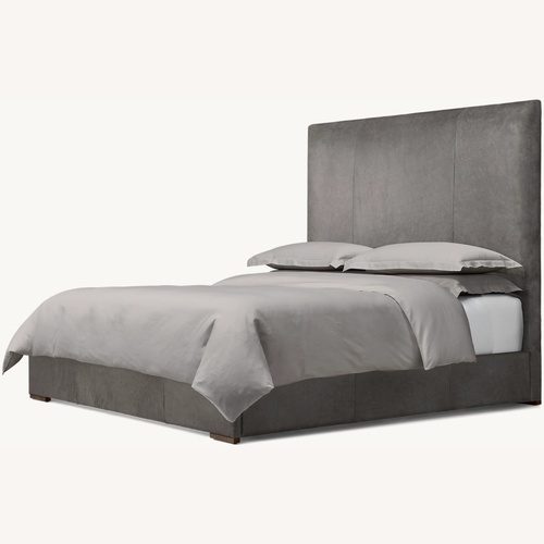 Used Restoration Hardware Dark Gray Leather Queen Bed for sale on AptDeco
