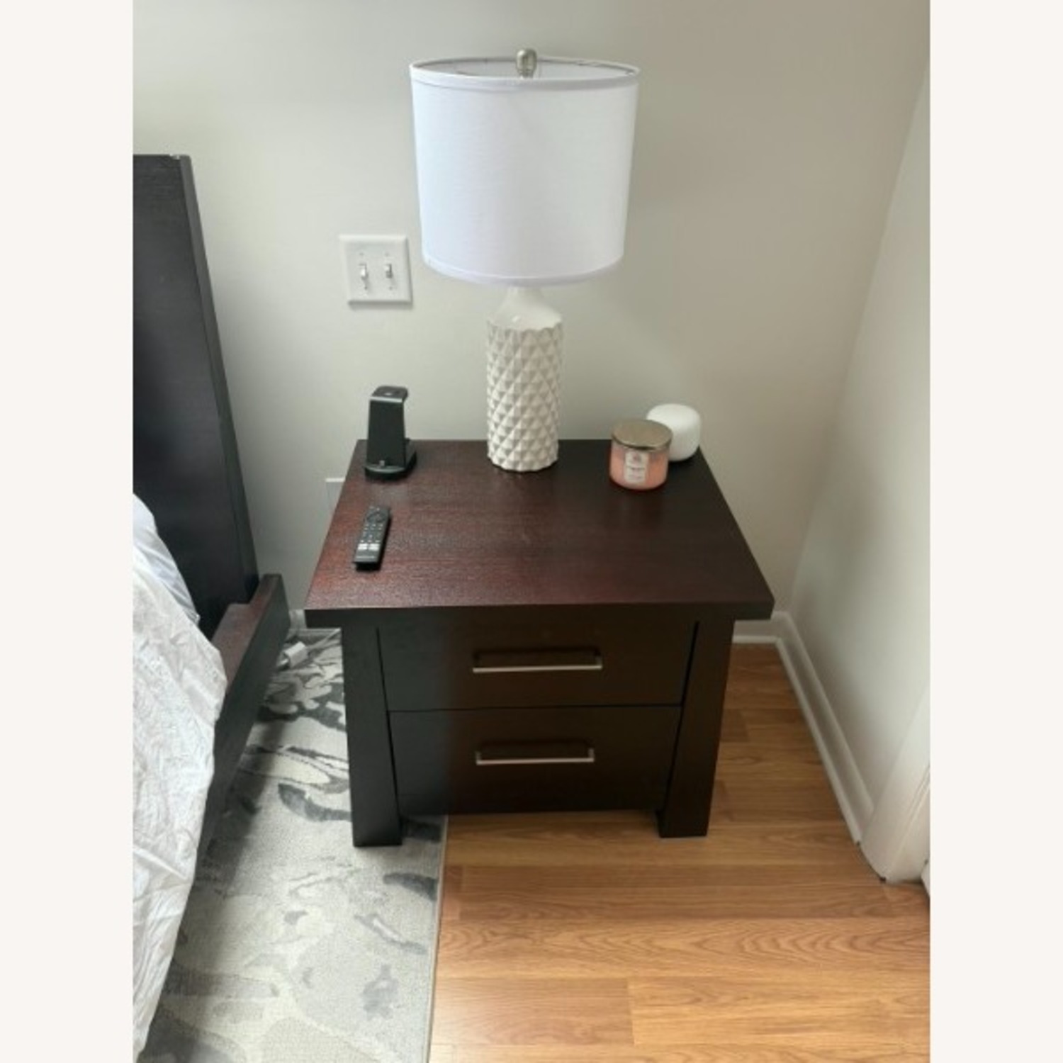 Jordan's Furniture Dark Brown Wood Nightstand - image-2