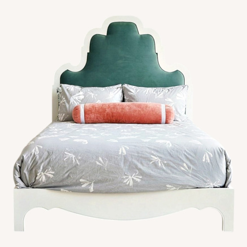 Used Taylor Made Custom Furniture White Wood Queen Bed for sale on AptDeco