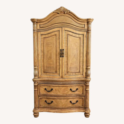 Used Light Brown Wood Armoire for sale on AptDeco
