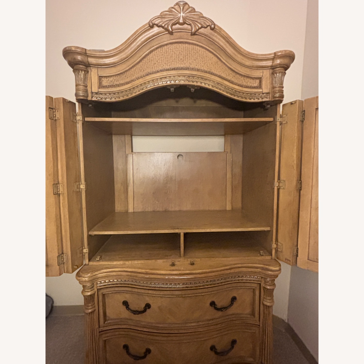 Light Brown Wood Armoire - image-4
