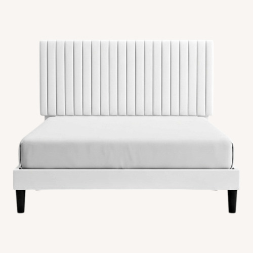 Used Wayfair White Velvet Queen Bed for sale on AptDeco