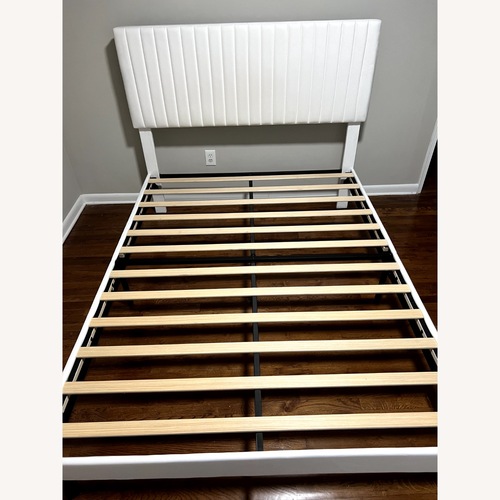 Used Wayfair White Velvet Queen Bed for sale on AptDeco