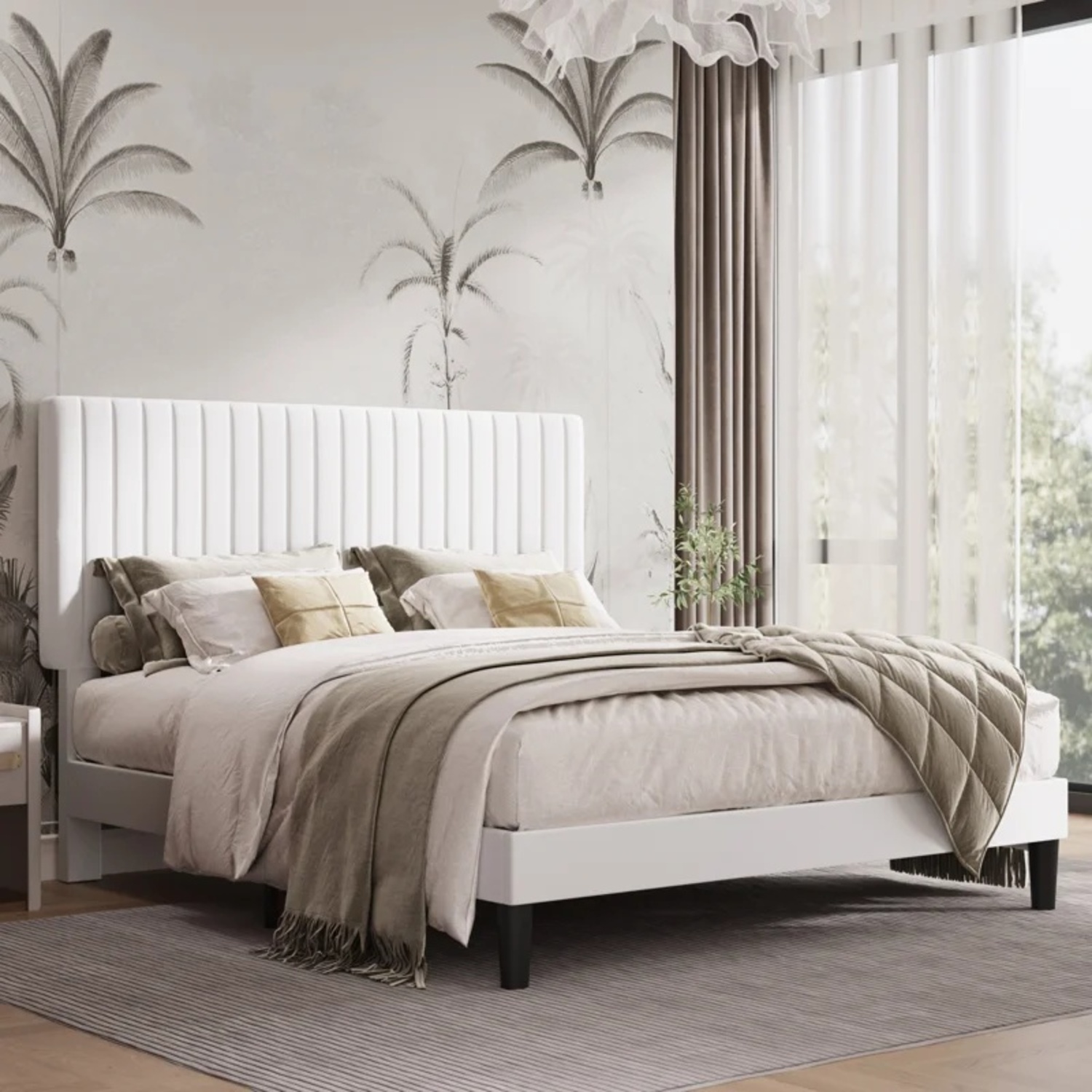 Wayfair White Velvet Queen Bed - image-5