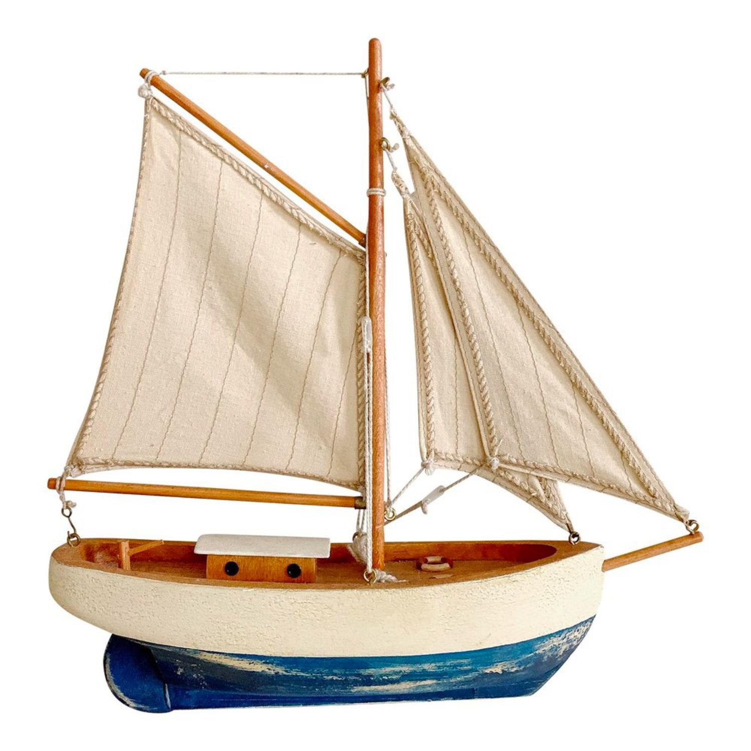 Vintage Wooden Sail Boat - image-1