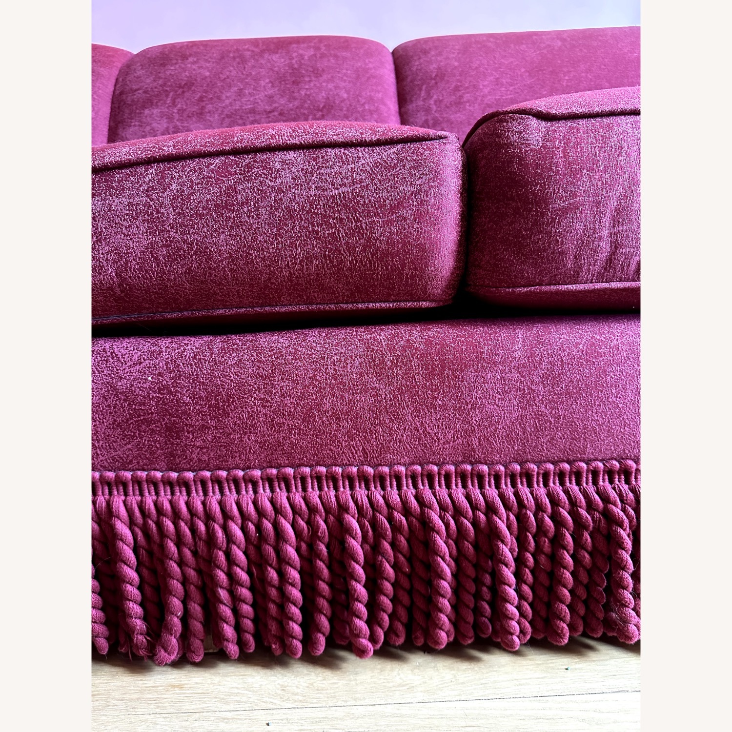 Red 3+ Seater Sofa with Fringe  - image-4