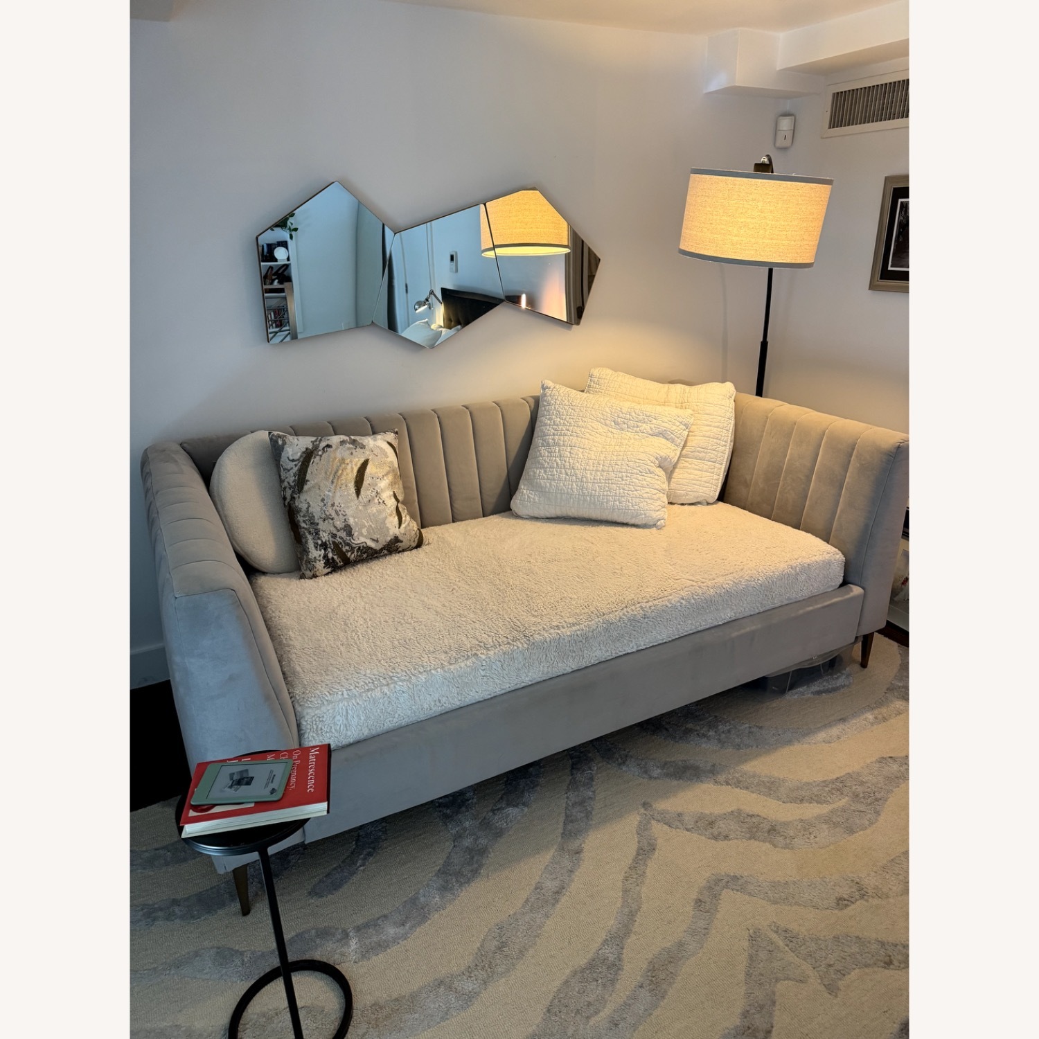 Pottery Barn Teen Avalon Light Gray Velvet Daybed - image-3