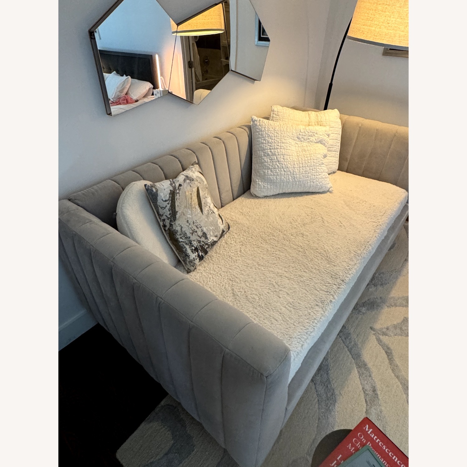 Pottery Barn Teen Avalon Light Gray Velvet Daybed - image-2