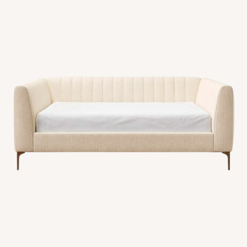 Used Pottery Barn Teen Avalon Light Gray Velvet Daybed for sale on AptDeco