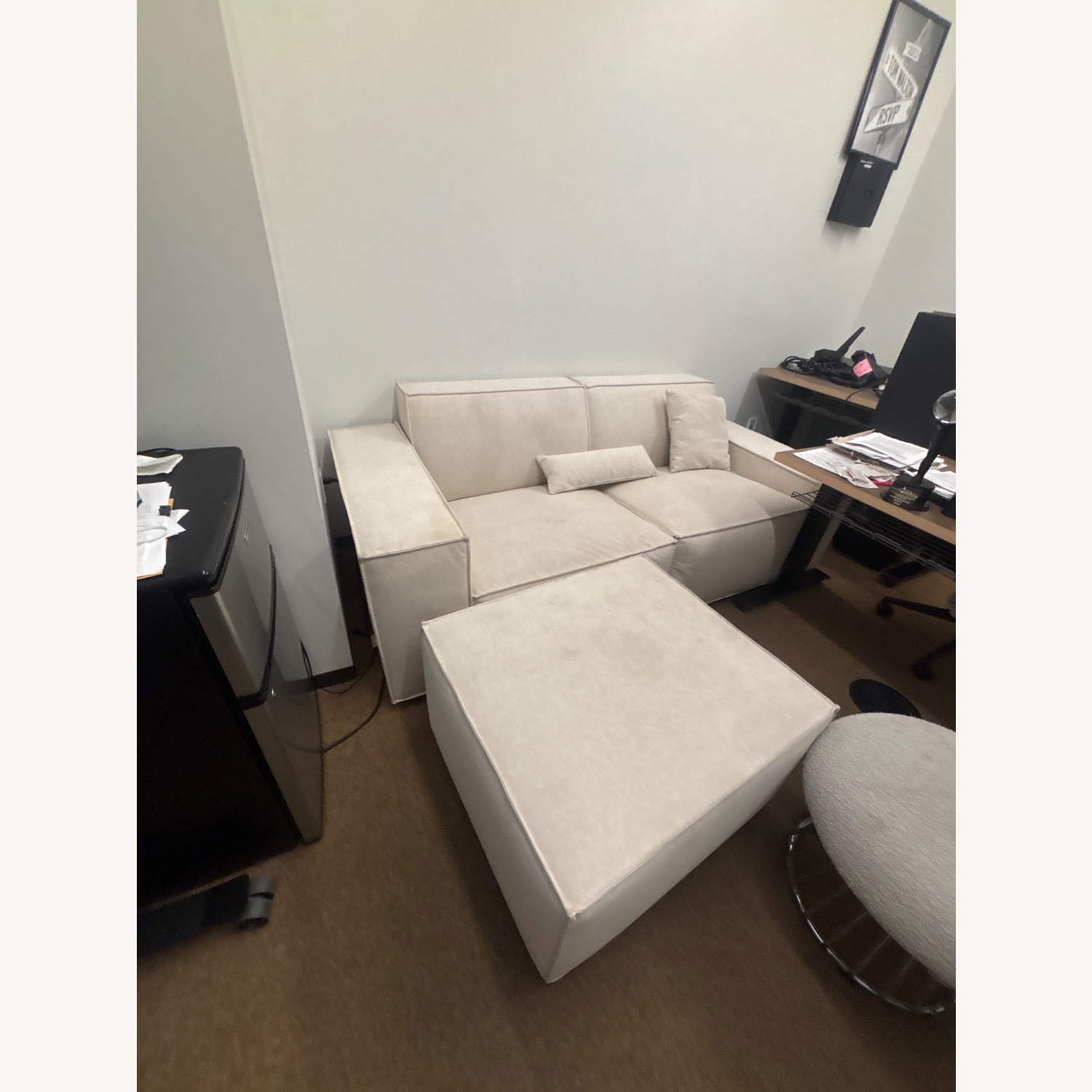 Povison Cream Colored Couch W Ottoman - image-3