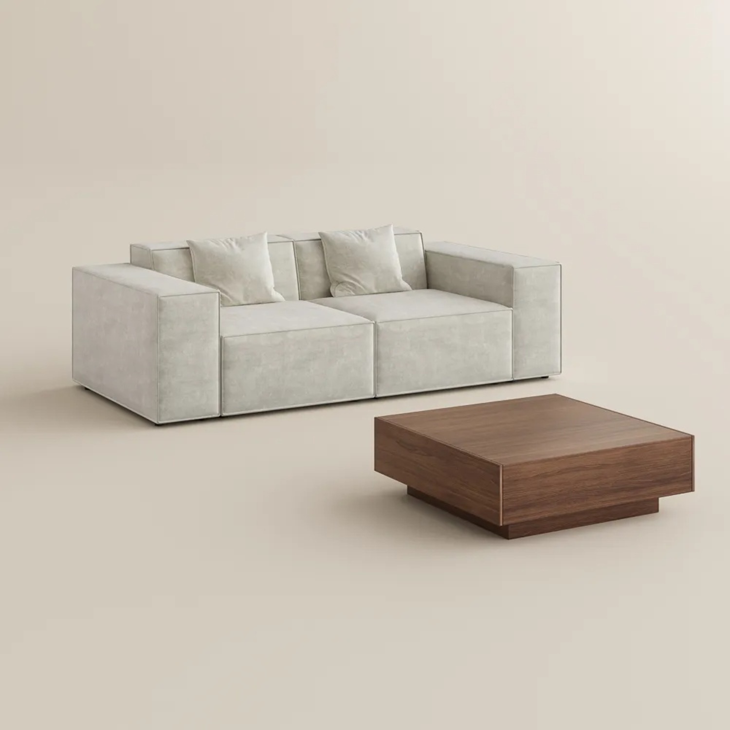Povison Cream Colored Couch W Ottoman - image-5