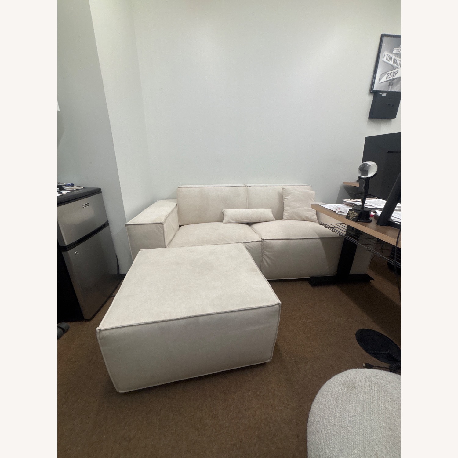 Povison Cream Colored Couch W Ottoman - image-2
