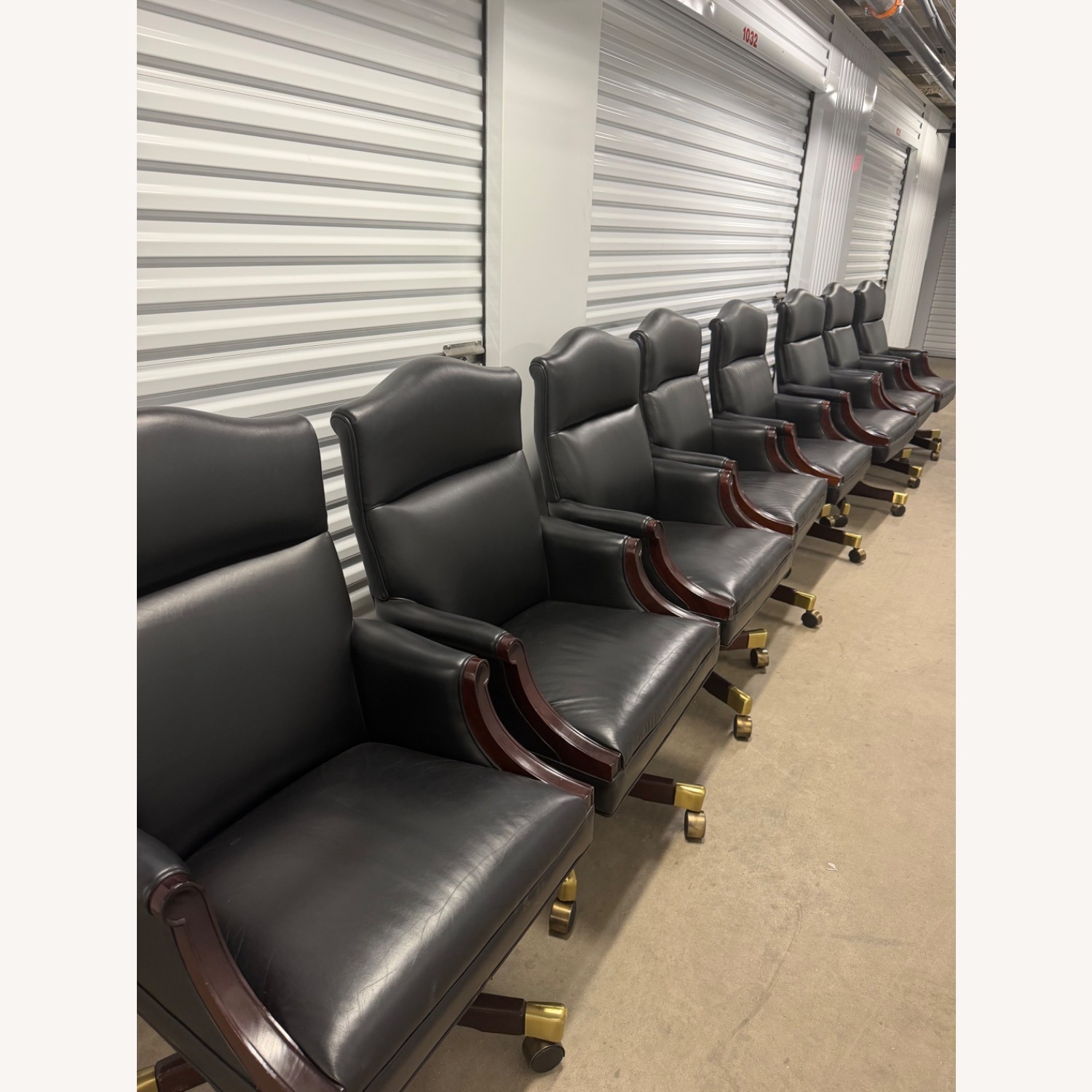 Ross Perot EDS Leather Office Chairs Set of 8 - image-1