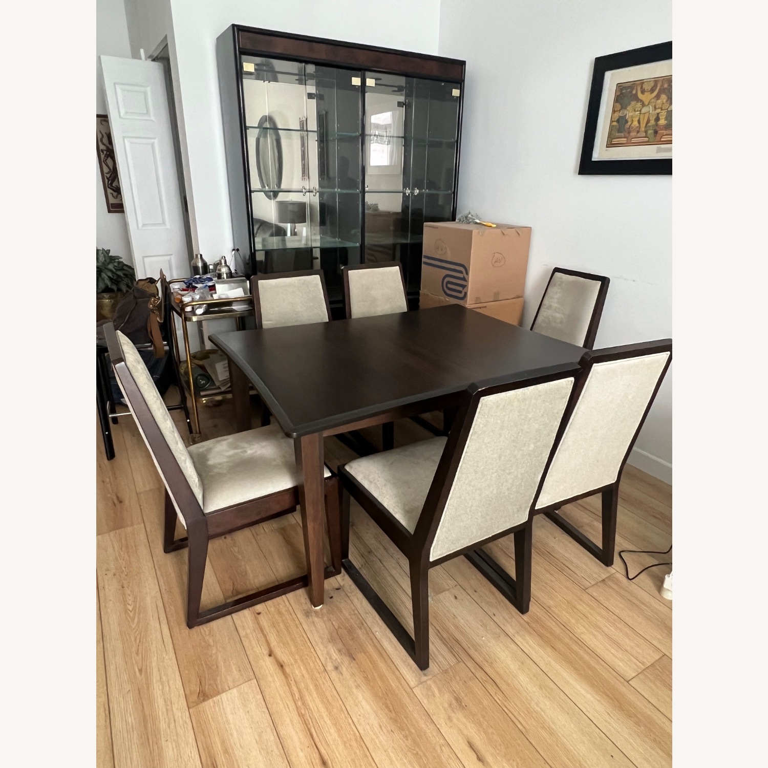 Dark Brown Wood Dining Set - image-3