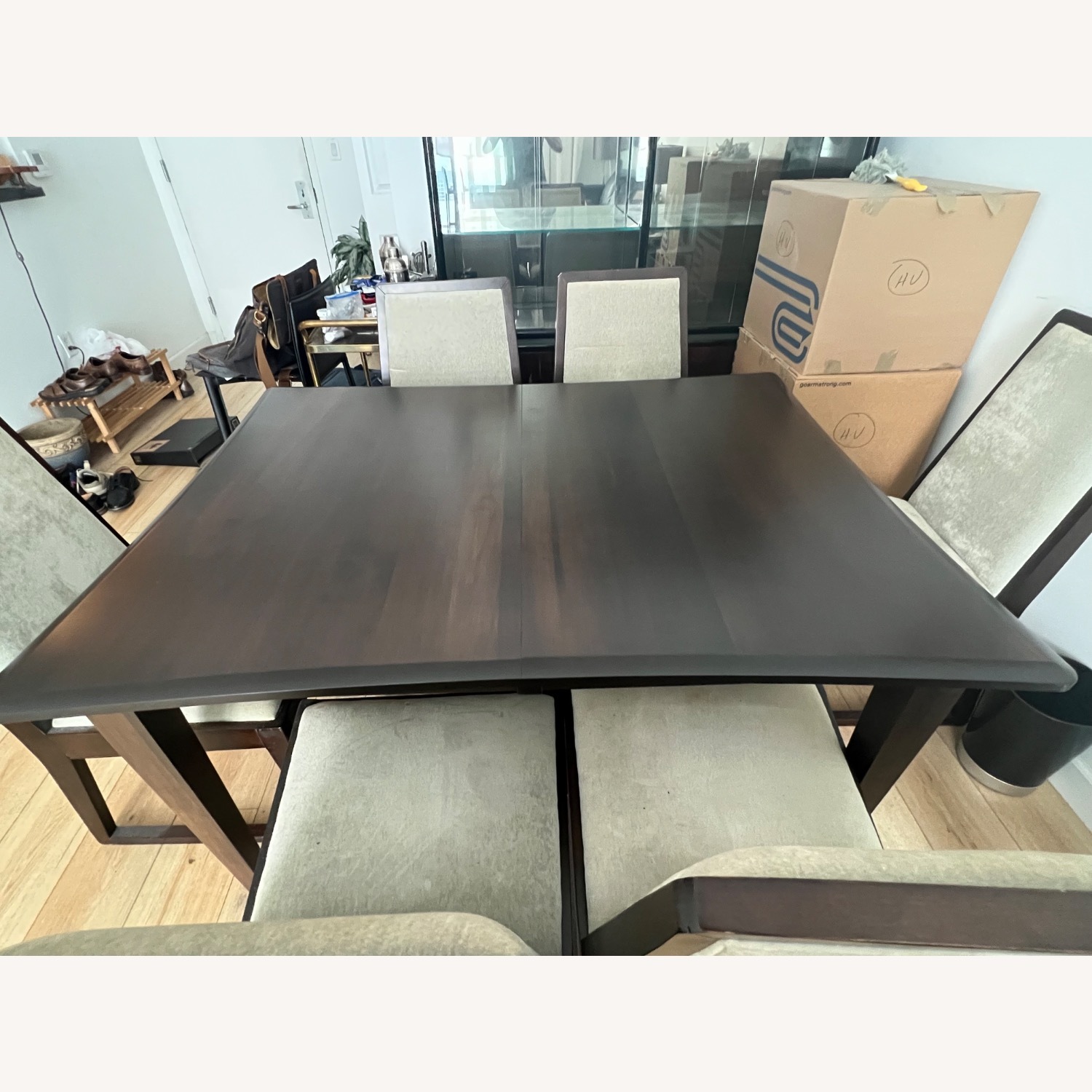 Dark Brown Wood Dining Set - image-2