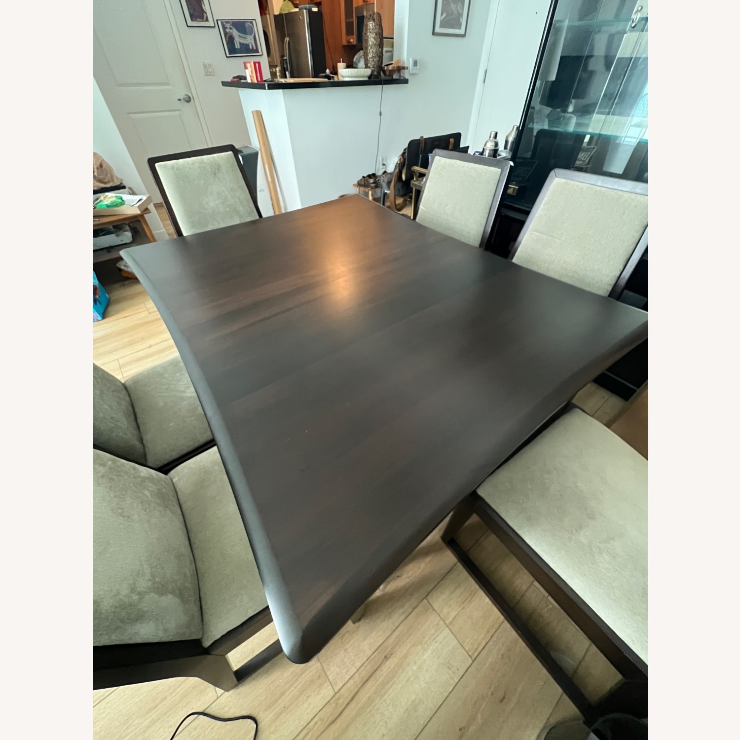 Dark Brown Wood Dining Set - image-1