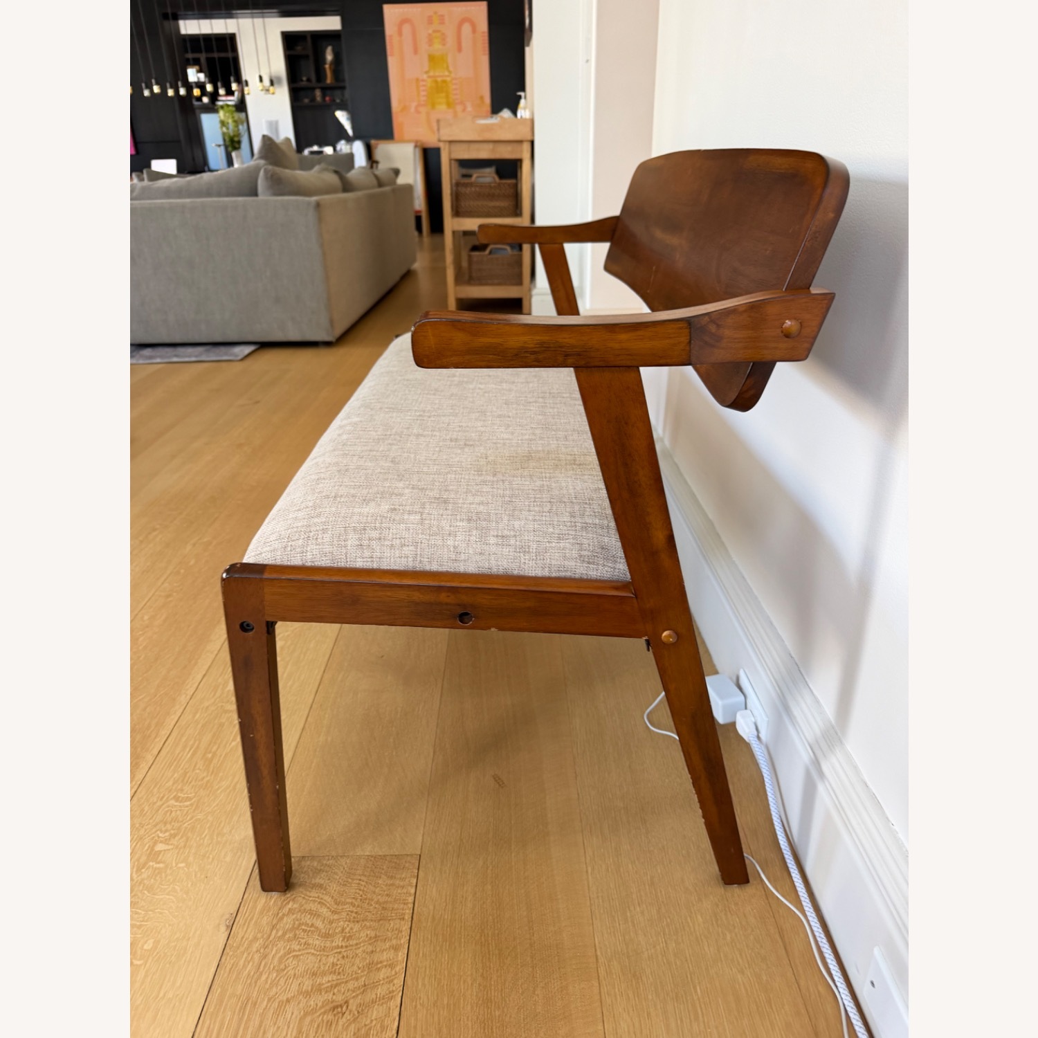 Modern Wood Bench with Back - image-8