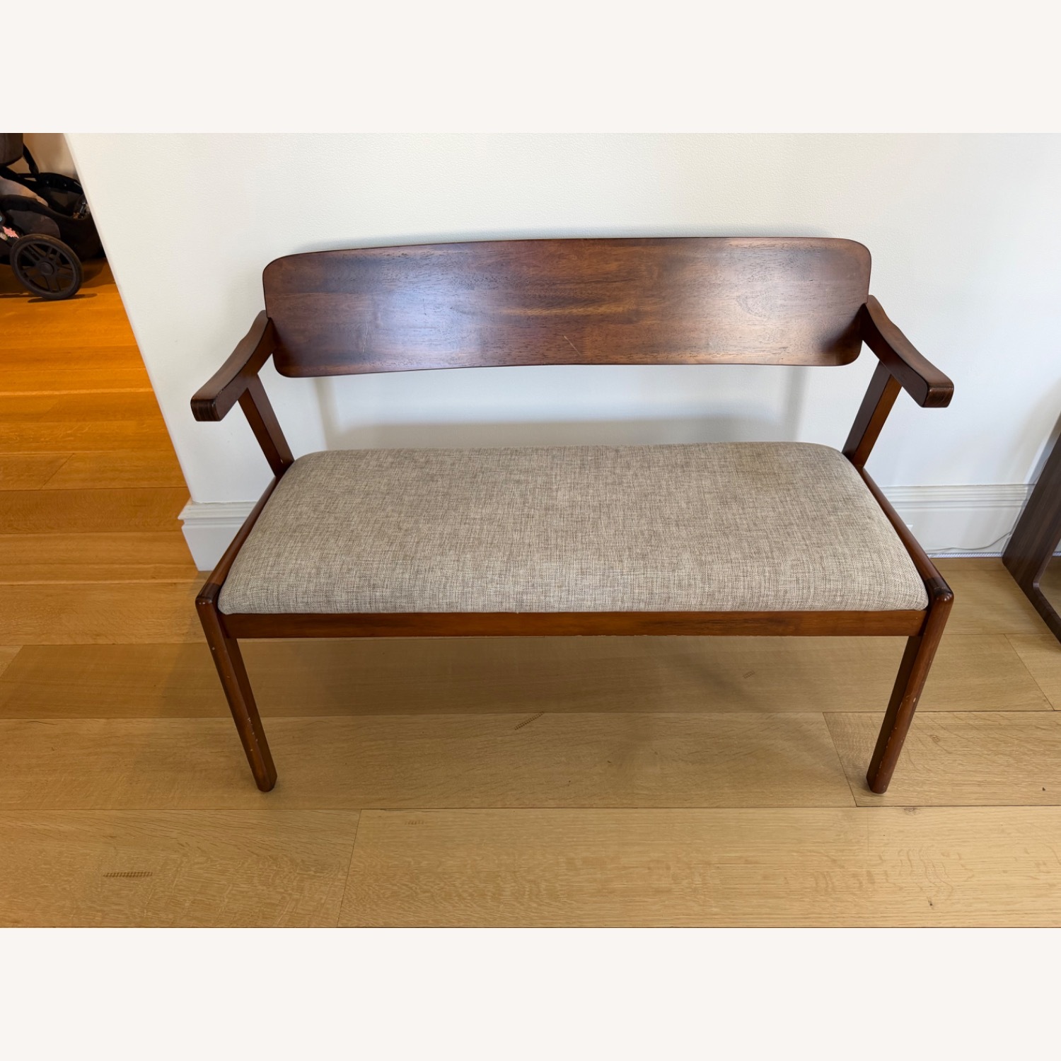 Modern Wood Bench with Back - image-1