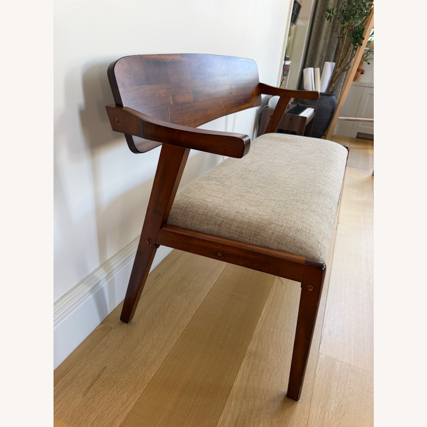 Modern Wood Bench with Back - image-7