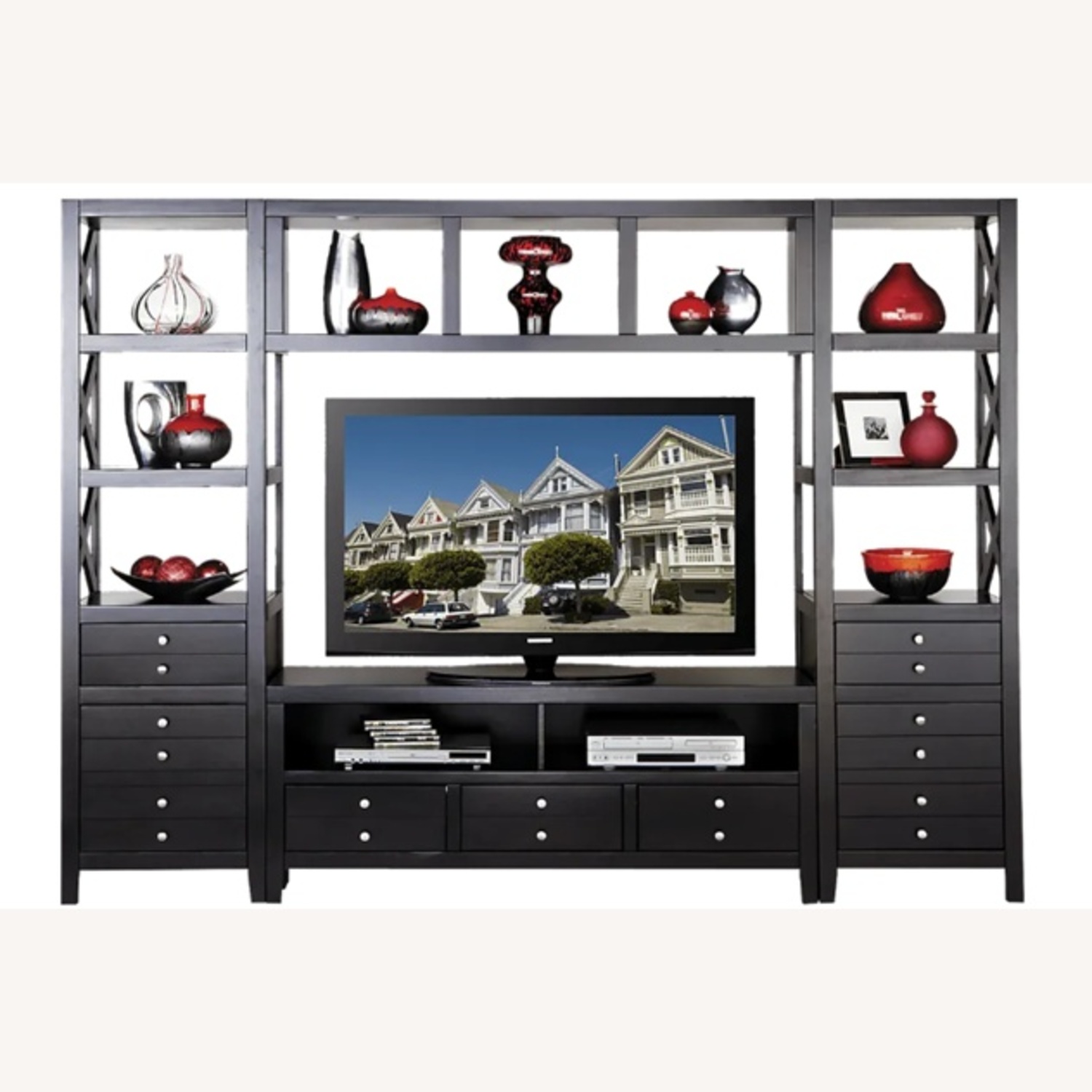 Bloomingdale's Dark Brown Wood Wall Unit - image-4
