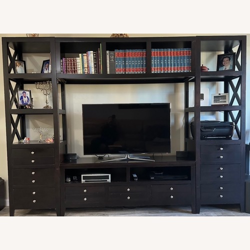 Used Bloomingdale's Dark Brown Wood Wall Unit for sale on AptDeco