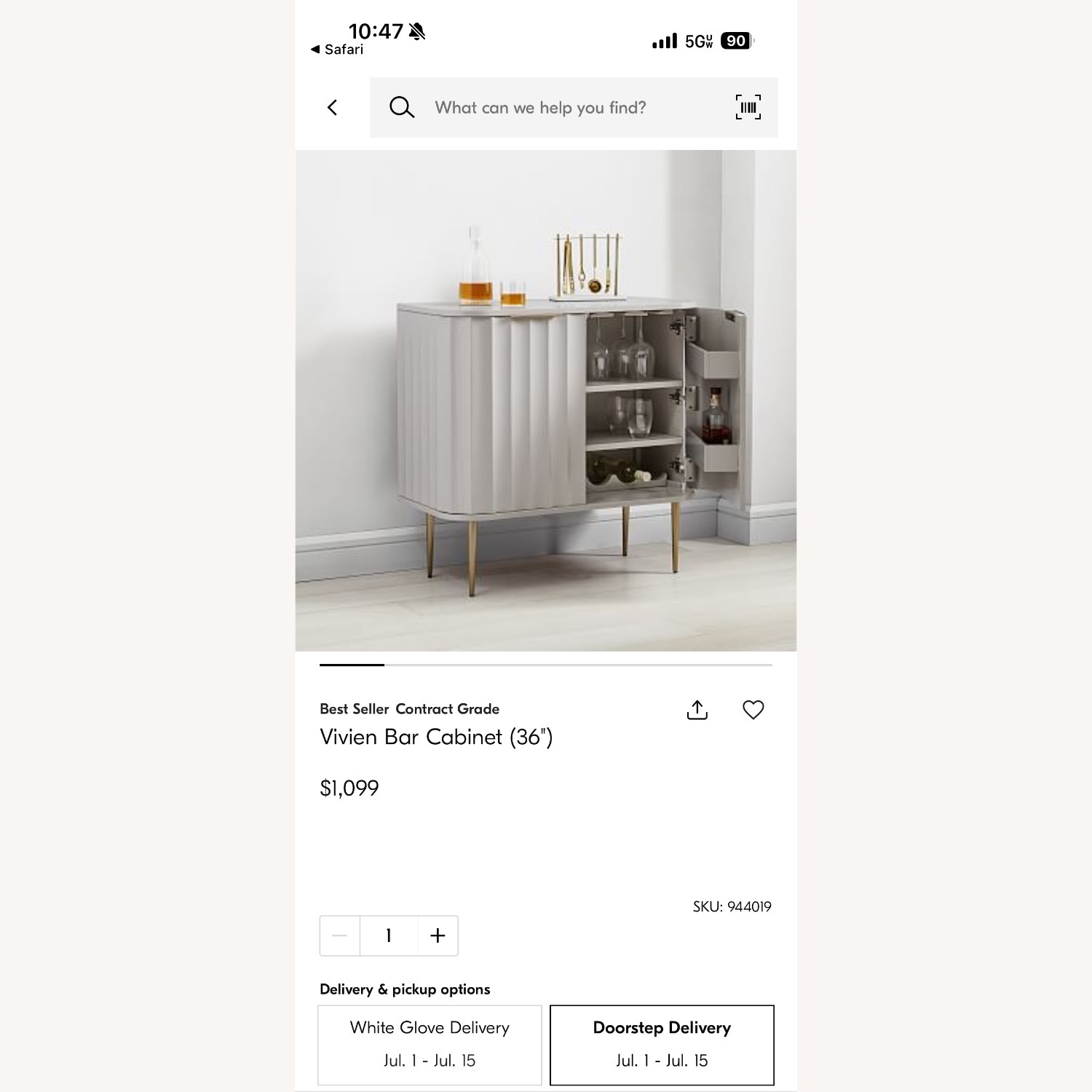 West Elm Vivian White Wood Bar Cart - image-3
