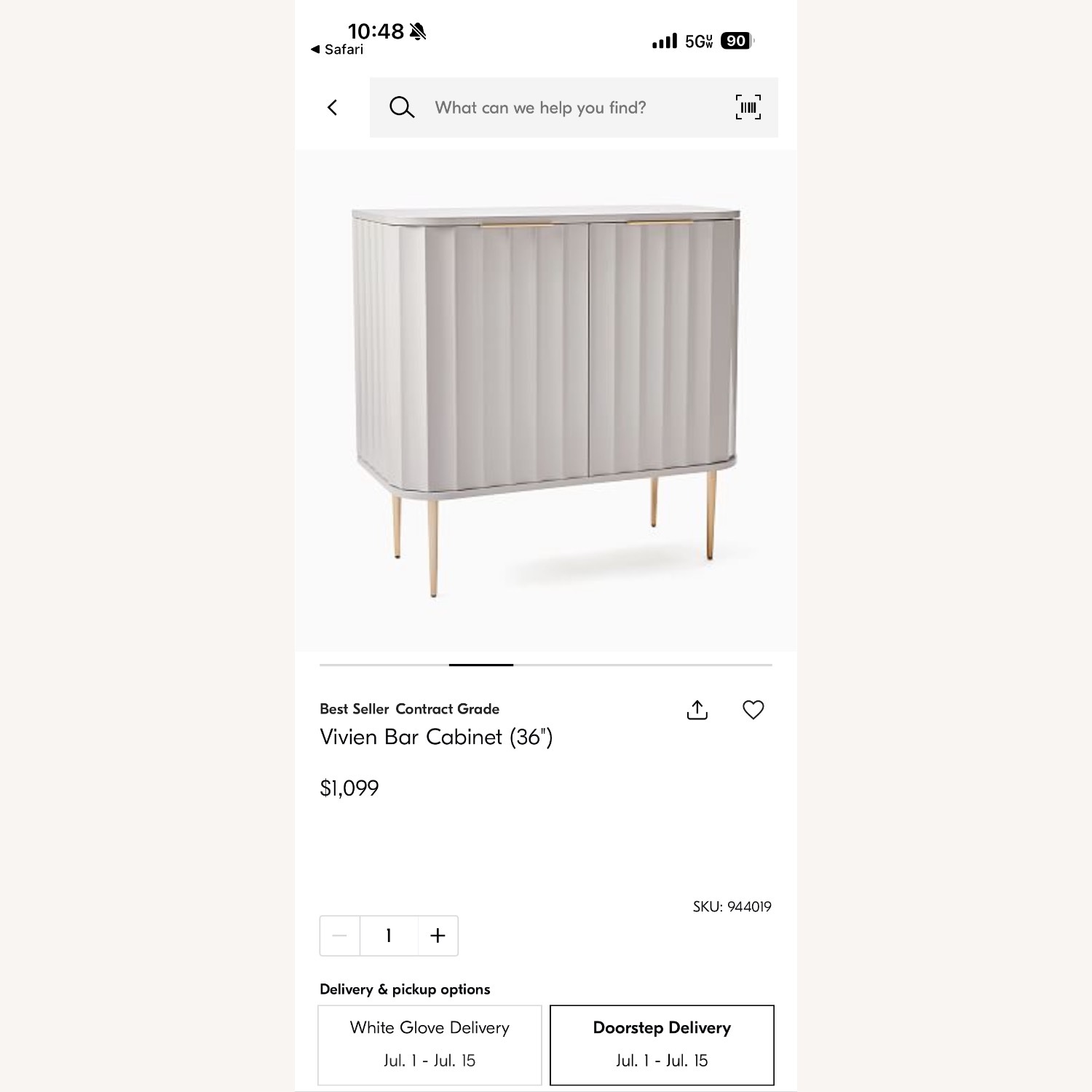 West Elm Vivian White Wood Bar Cart - image-2