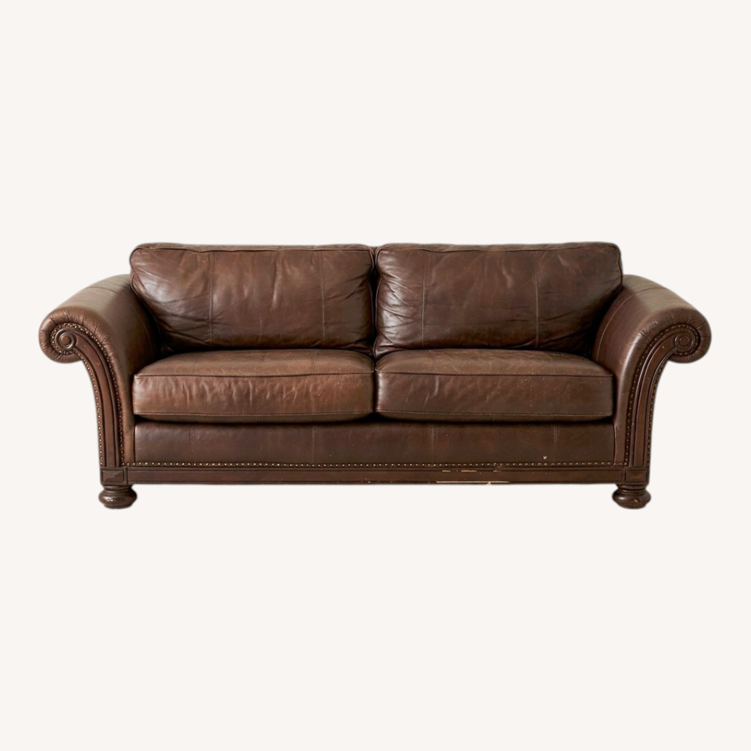 Bernhardt Dark Brown Leather 2 Seater Sofa - image-0