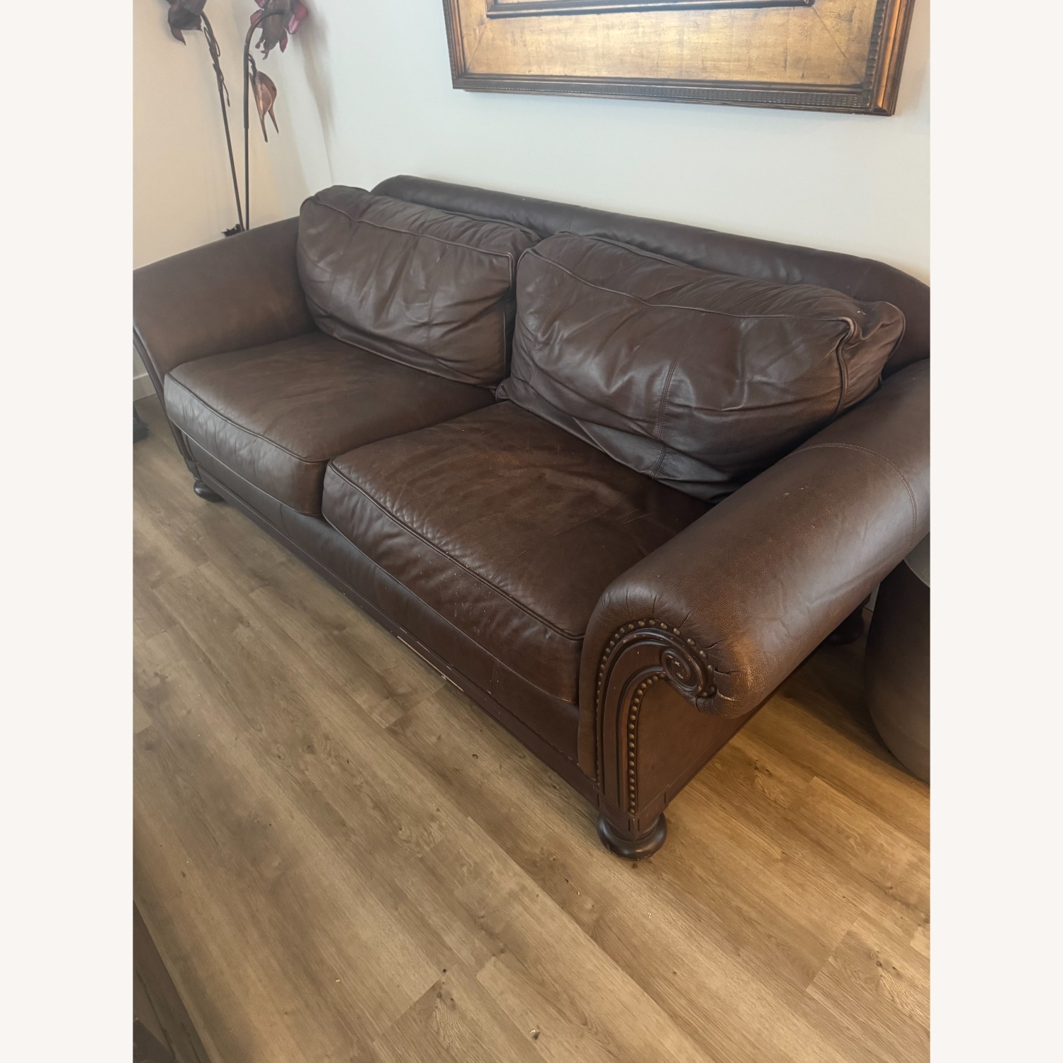 Bernhardt Dark Brown Leather 2 Seater Sofa - image-1