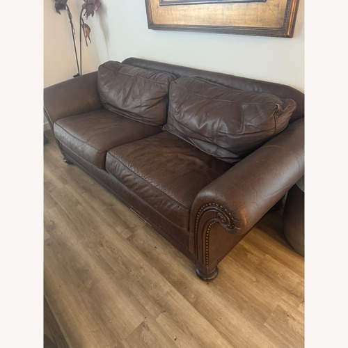 Used Bernhardt Dark Brown Leather 2 Seater Sofa for sale on AptDeco
