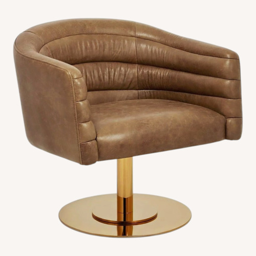 Used  CB2 Brown Leather Cupa Swivel Chair for sale on AptDeco