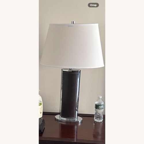 Used Contemporary Chrome & Leather Table Lamp for sale on AptDeco