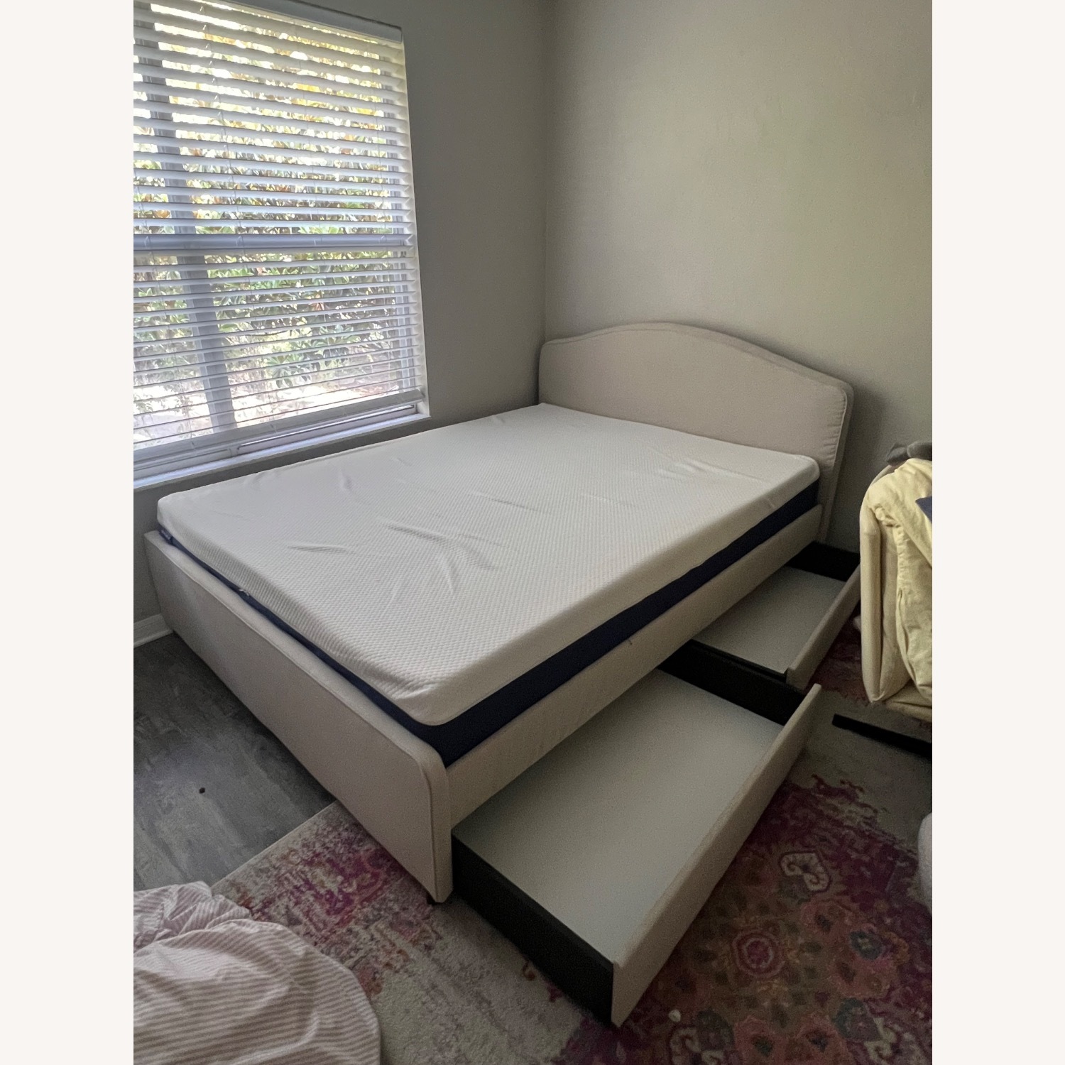 IKEA RAMNEFJÄLL Light Brown Fabric Queen Bed - image-3