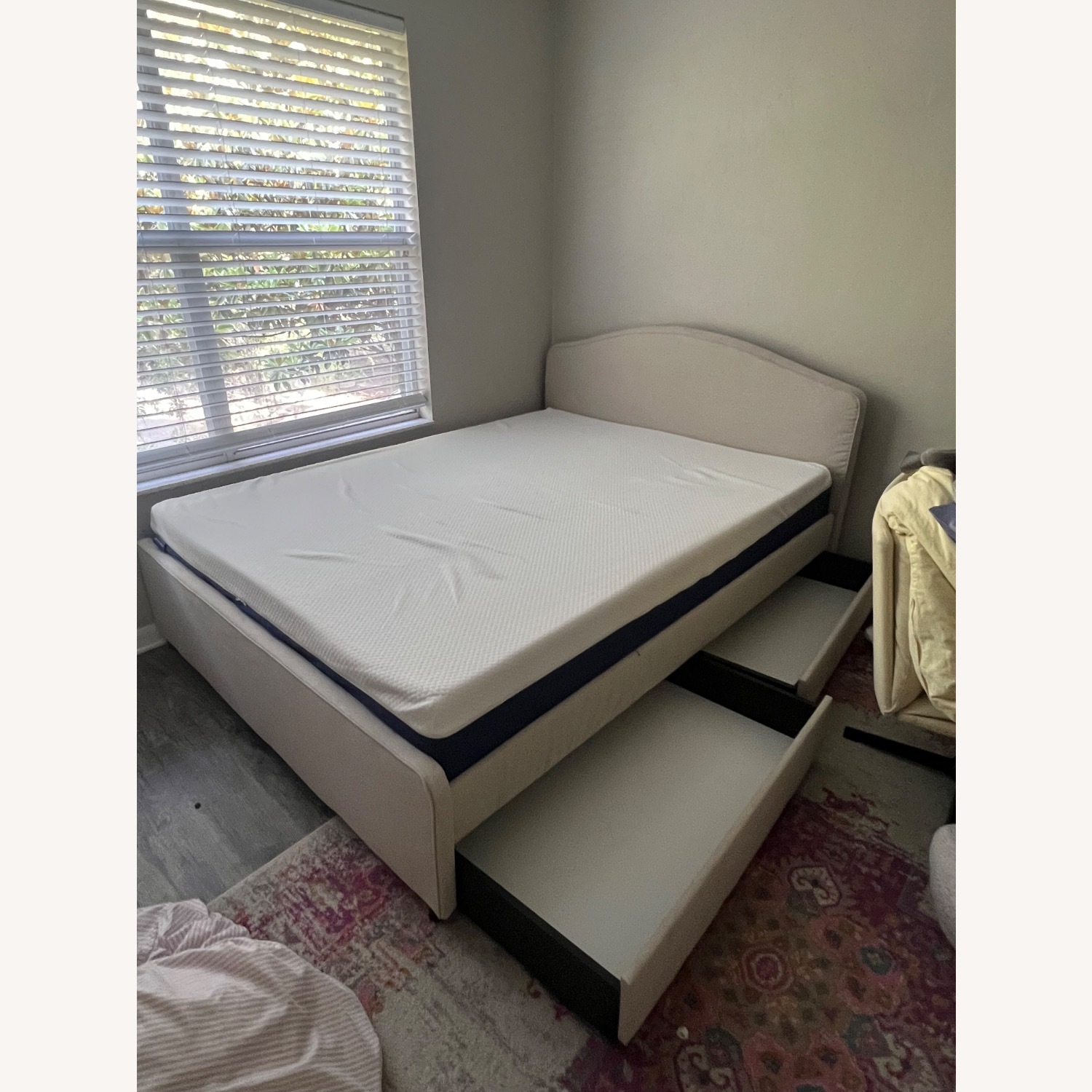 IKEA RAMNEFJÄLL Light Brown Fabric Queen Bed - image-5