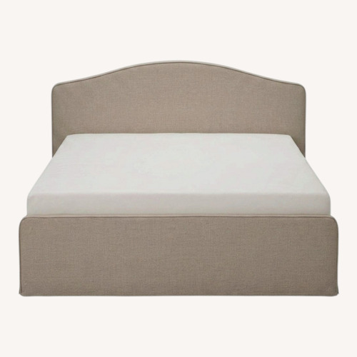 Used IKEA RAMNEFJÄLL Light Brown Fabric Queen Bed for sale on AptDeco
