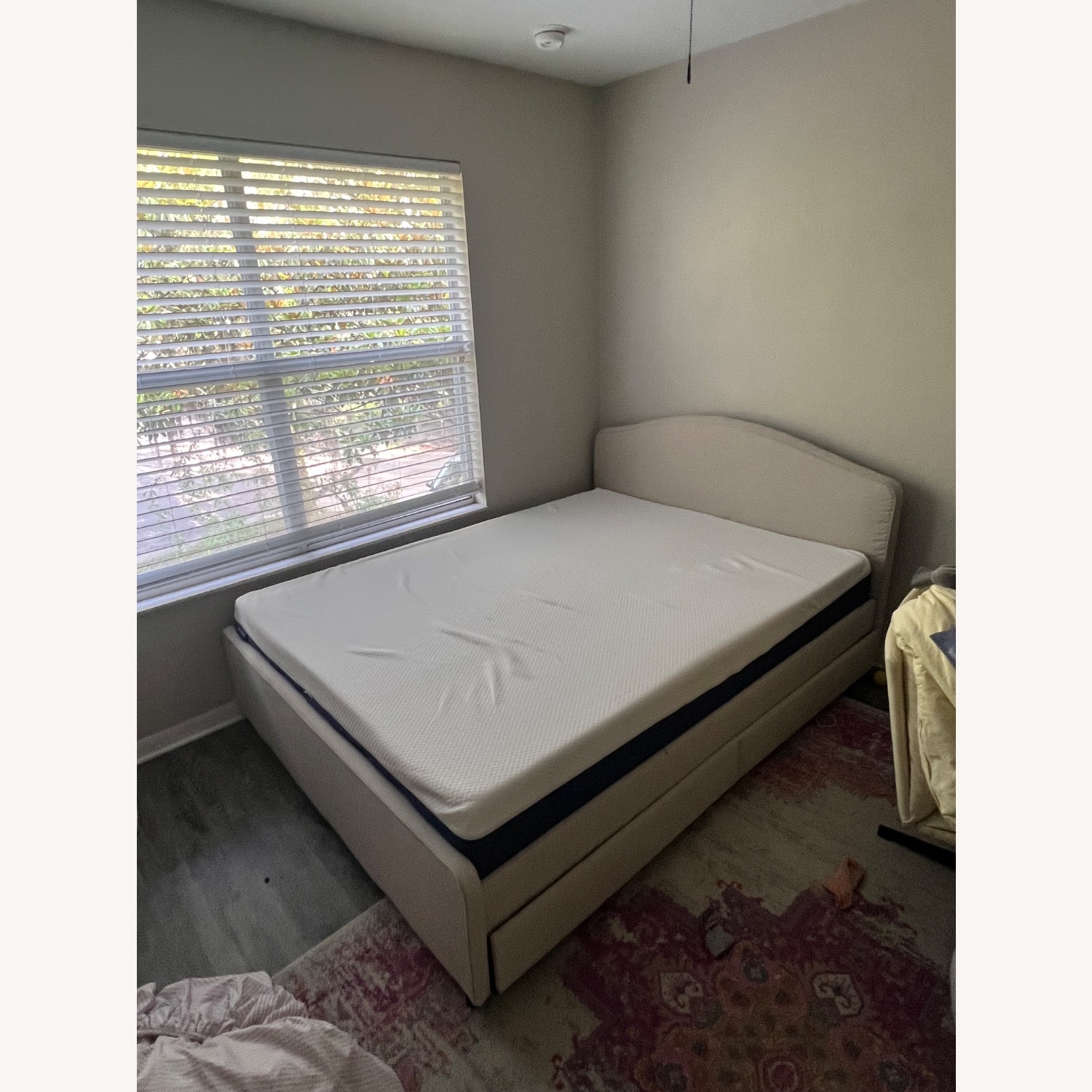 IKEA RAMNEFJÄLL Light Brown Fabric Queen Bed - image-2
