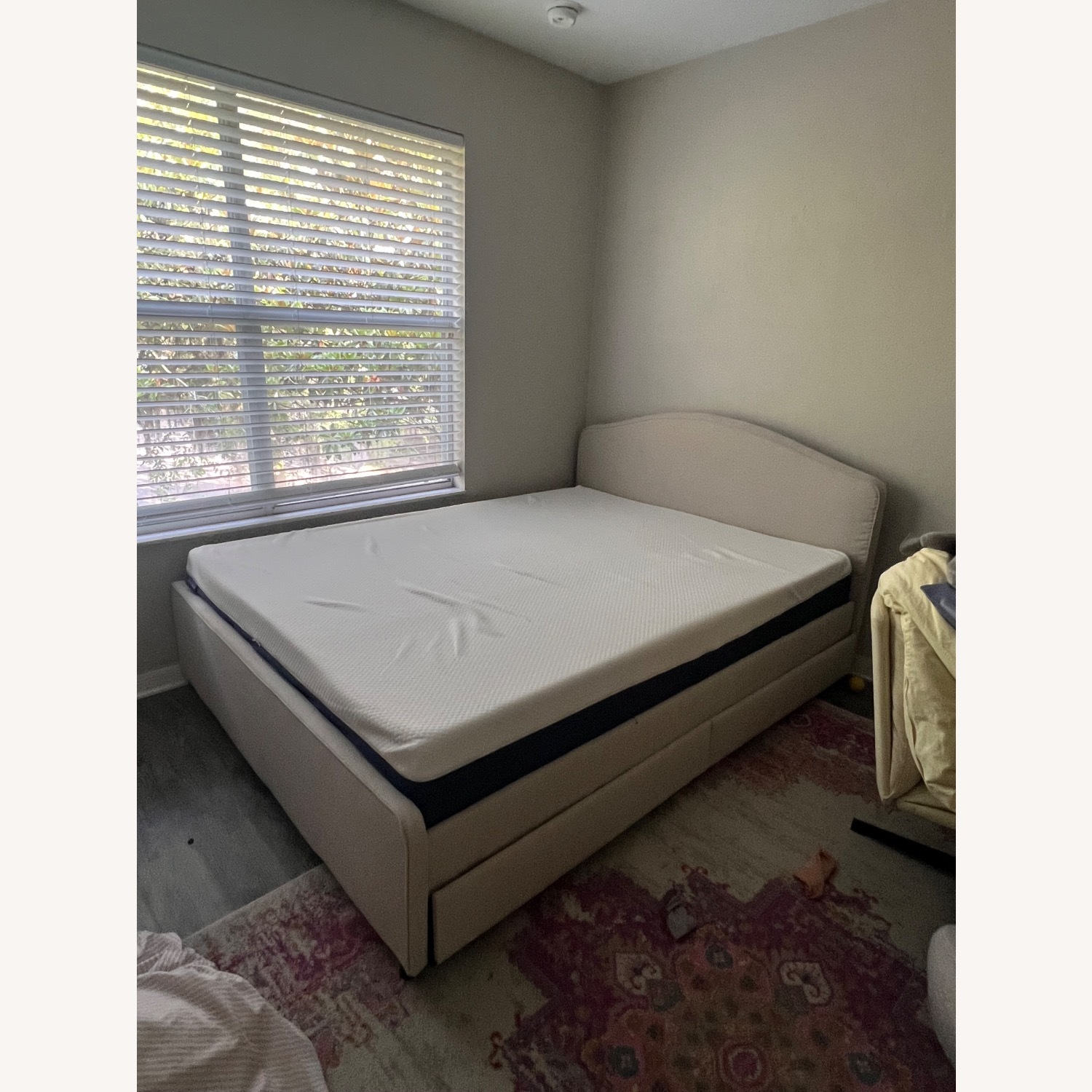 IKEA RAMNEFJÄLL Light Brown Fabric Queen Bed - image-4