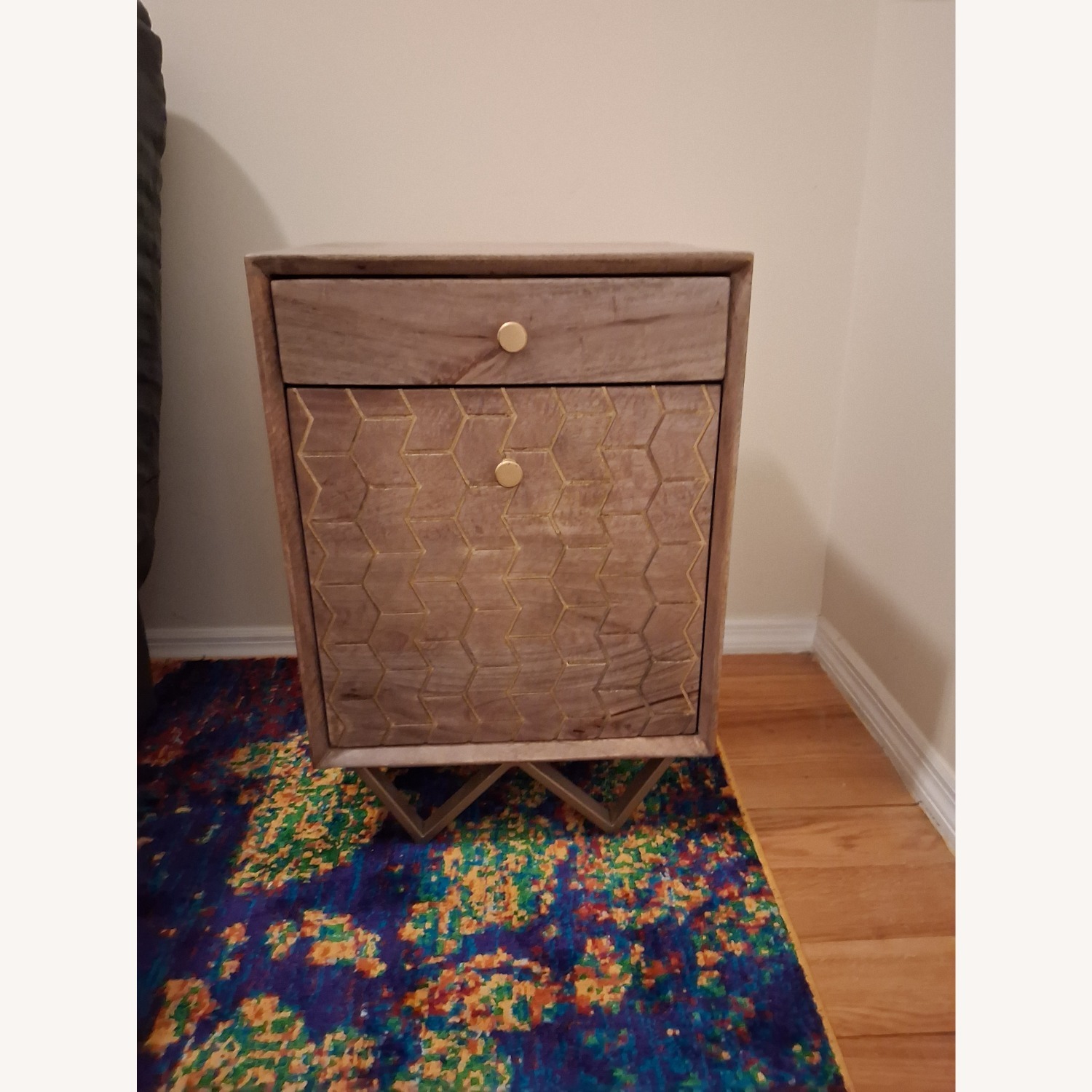 Wood Nightstand with Filing Cabinet - image-1