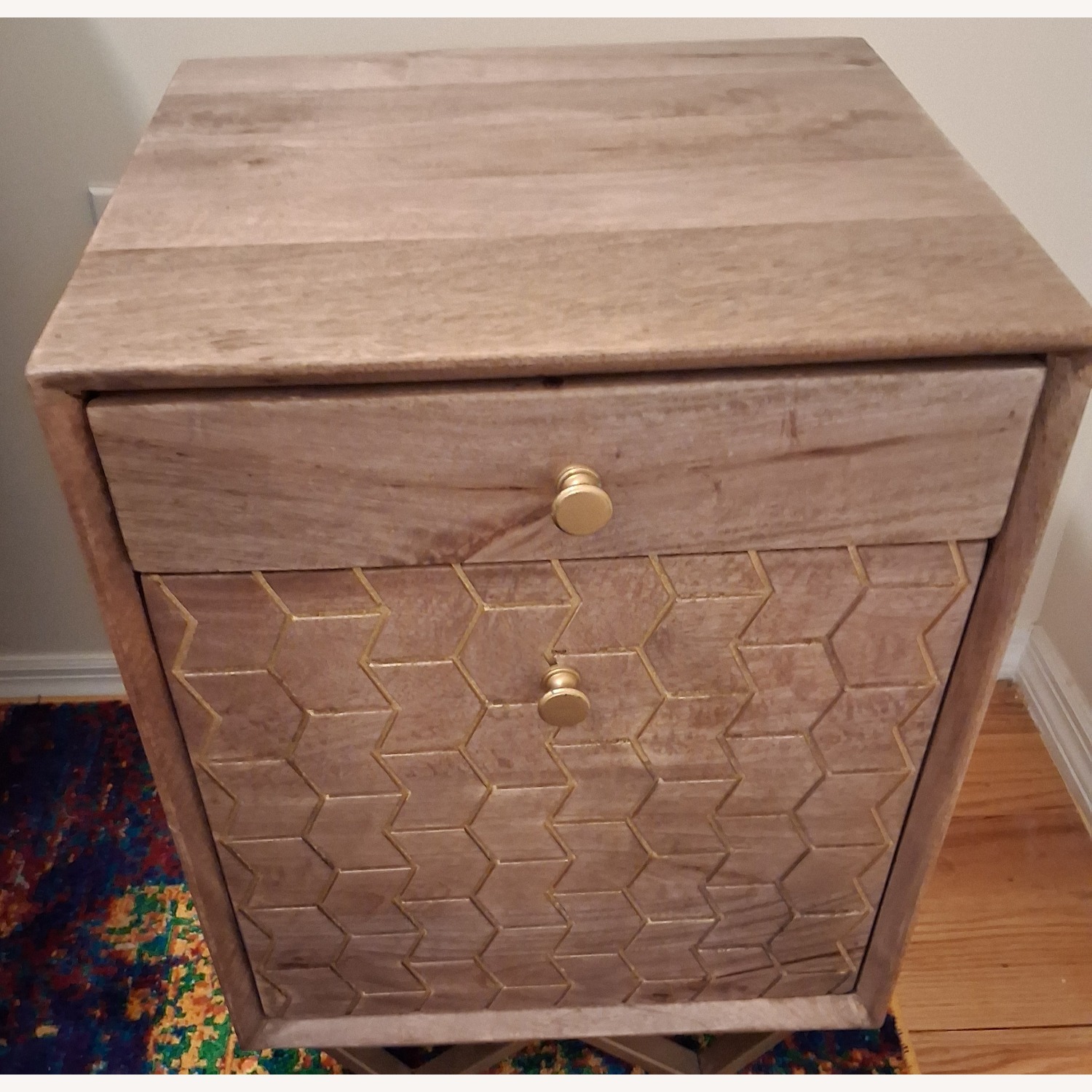 Wood Nightstand with Filing Cabinet - image-3