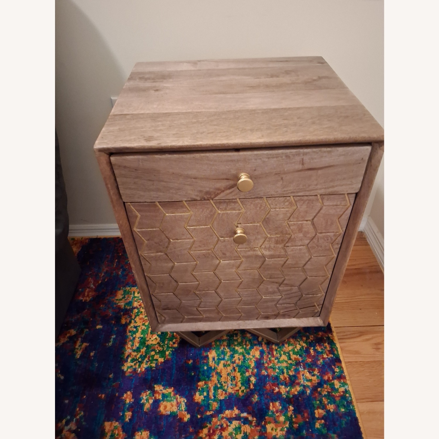 Wood Nightstand with Filing Cabinet - image-2