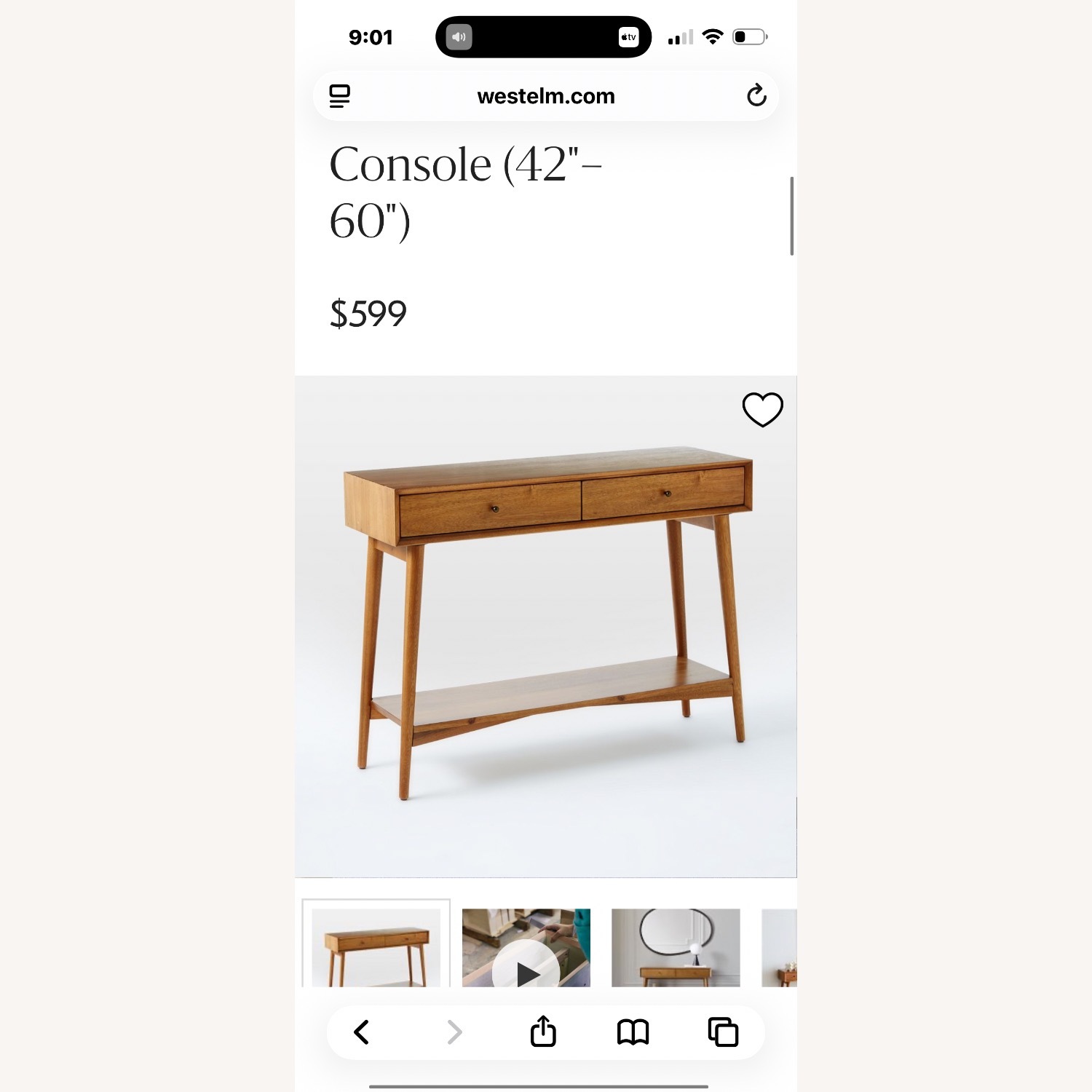 West Elm Mid-century Dark Brown Wood Sideboard - image-2