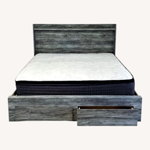 Used Logan Furniture Light Gray King Bed for sale on AptDeco