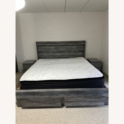 Used Logan Furniture Light Gray King Bed for sale on AptDeco