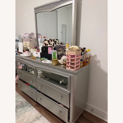 Used Posh Silver Dresser with Mirror for sale on AptDeco
